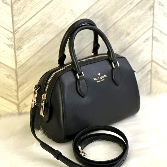 NWT KATE SPADE KF493 MADISON LEATHER SMALL DUFFLE SATCHEL CROSSBODY BAG BLACK - Picture 1 of 4